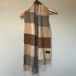 Sutton Studio 100% Cashmere Brown and Tan Plaid Scarf